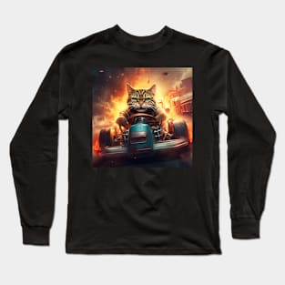 Cat Race Car Long Sleeve T-Shirt